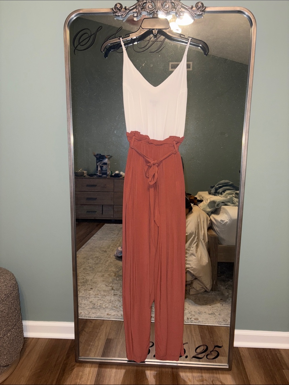 Women’s Jumpsuit in Rust and White